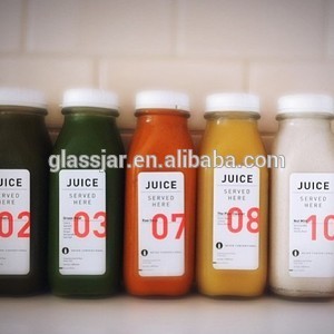 cold pressed juice 250ml 300ml 500ml 16oz clear french square glass bottles with plastic screw cap