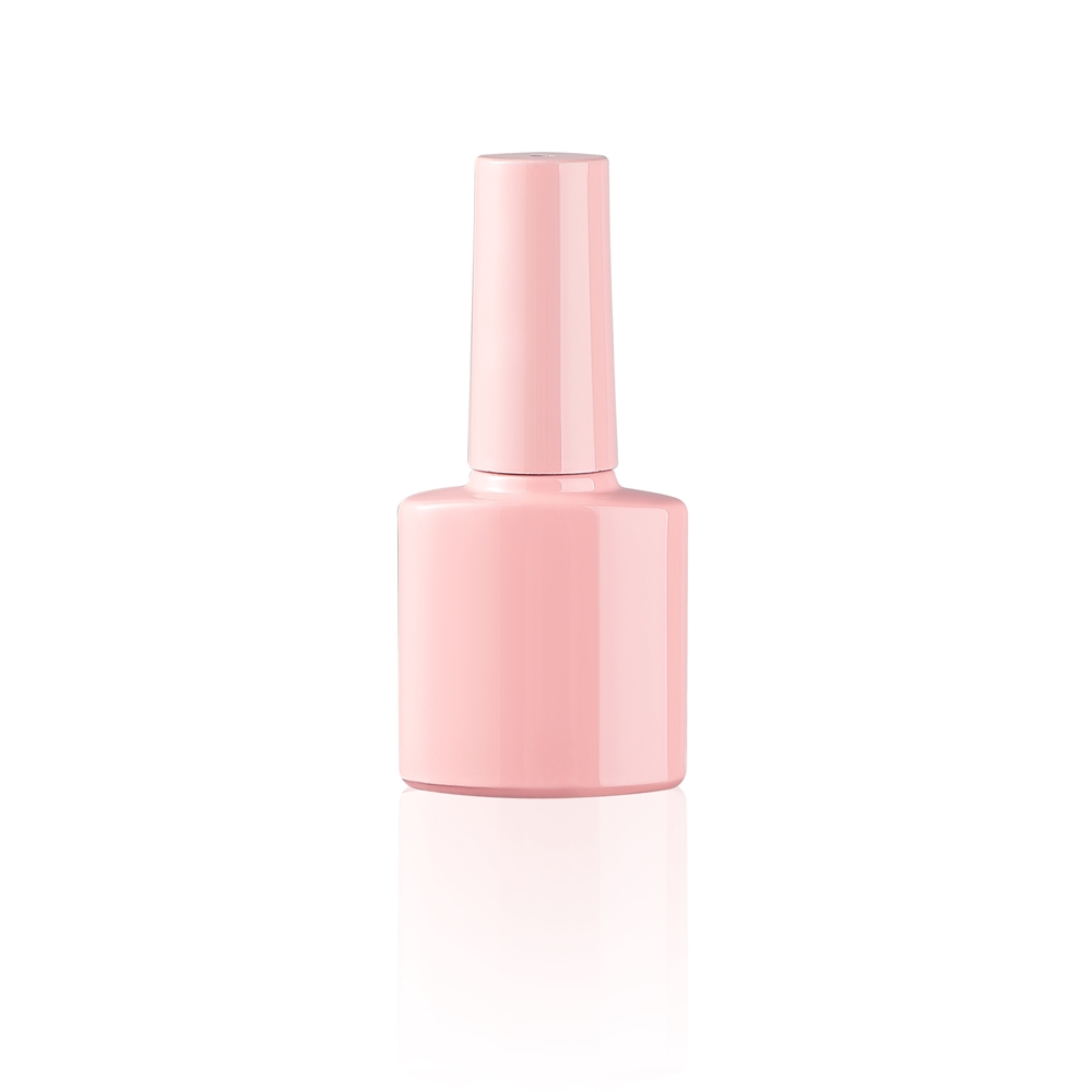 color custom 7ml popular pink round empty cosmetic gel nail polish glass bottles