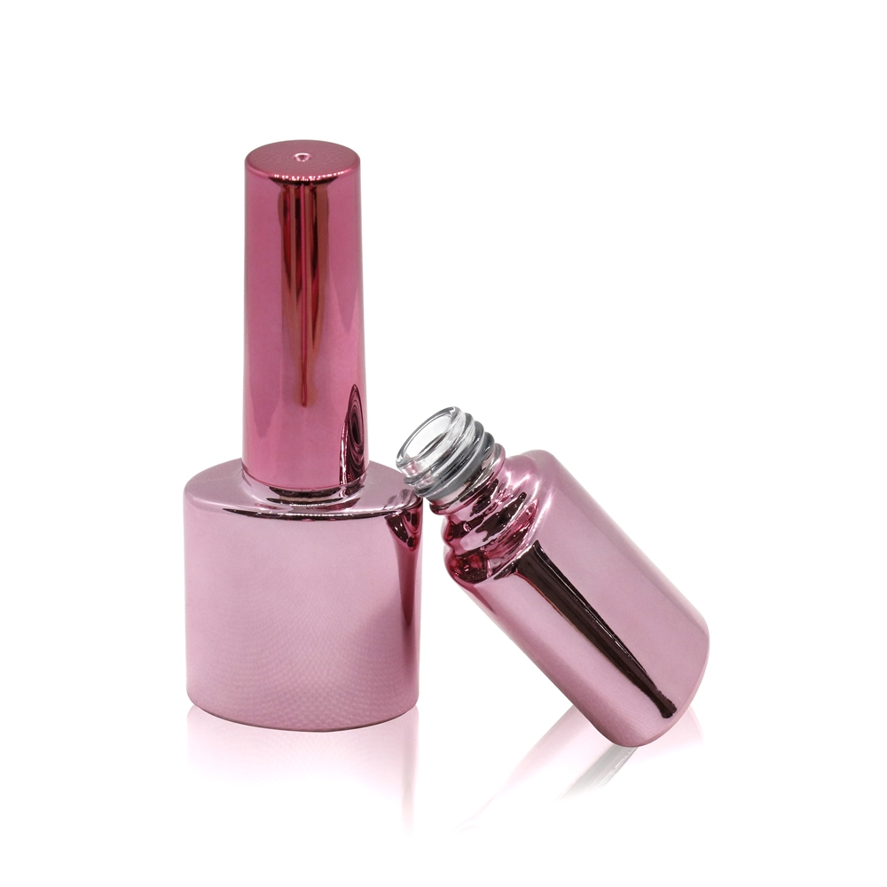 color custom 7ml popular pink round empty cosmetic gel nail polish glass bottles