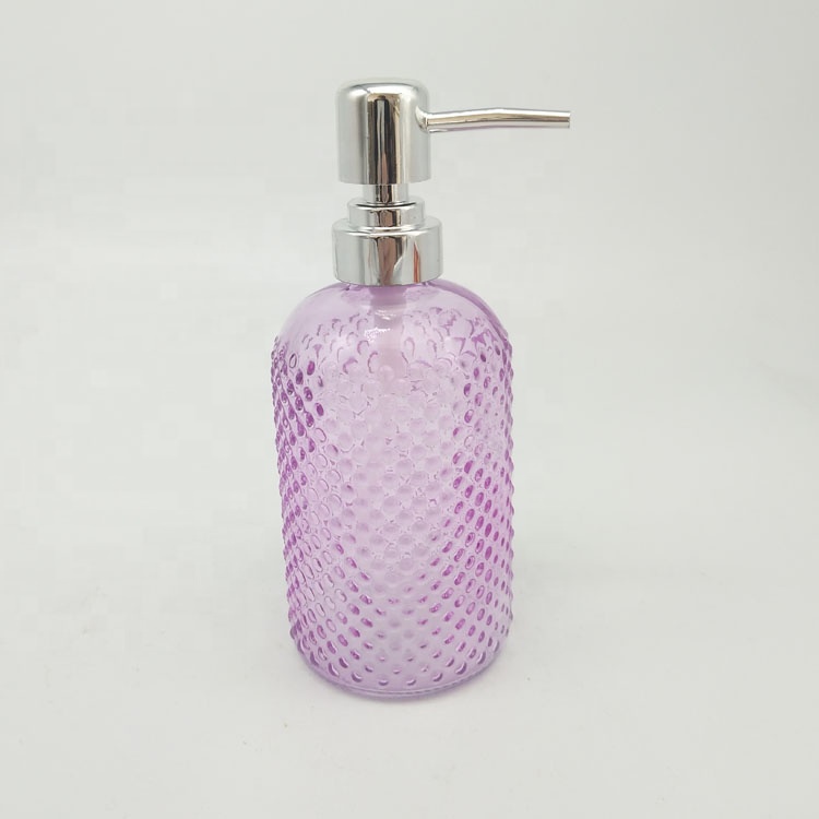 colored glass soap dispenser with pump lid