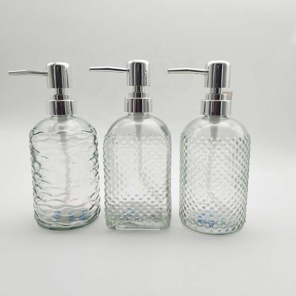 colored glass soap dispenser with pump lid