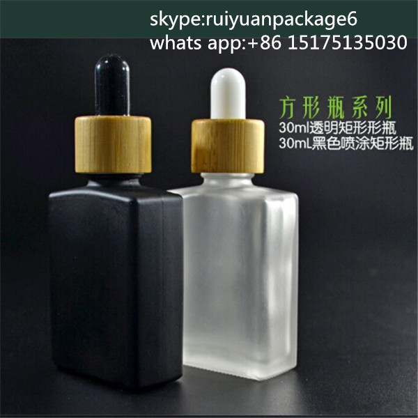 colorful 15ml 30ml 50ml 100ml round rectangular square glass dropper bottle with bamboo lids for serum essential oil