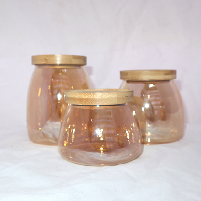 colorful Glass jar 500/800/1000ml kitchen home good storage jar with lid custom logo pattern