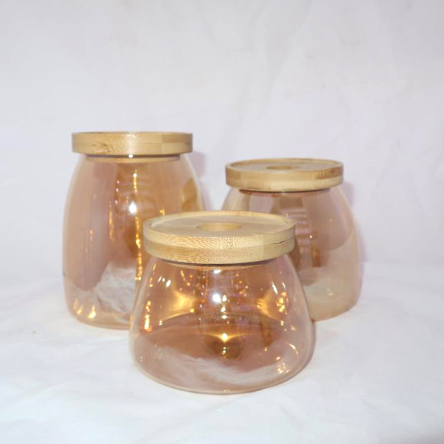 colorful Glass jar 500/800/1000ml kitchen home good storage jar with lid custom logo pattern
