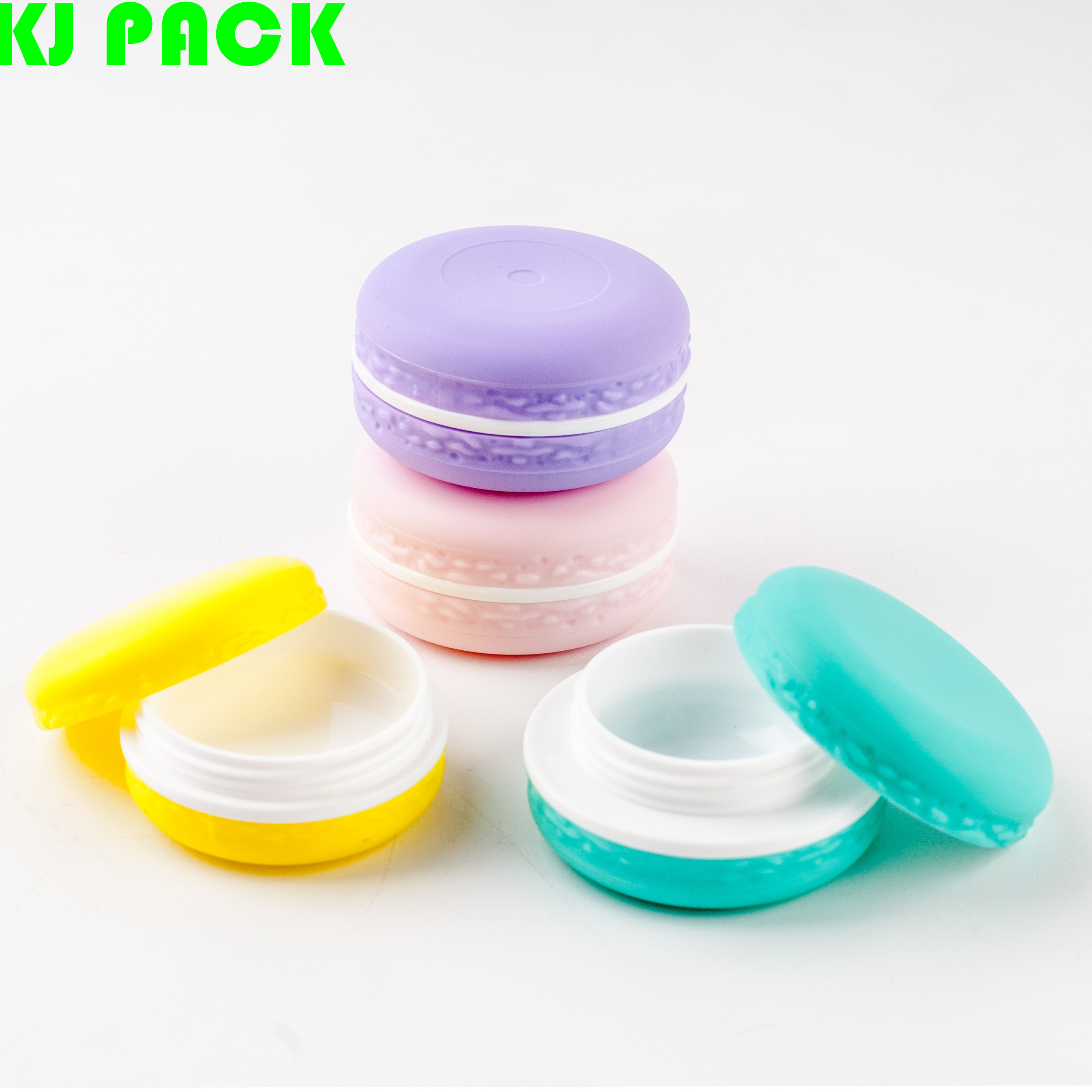 colorful empty 10g macaron shape cosmetic jar plastic macaron shaped lip balm jar