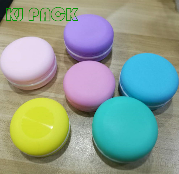 colorful empty 10g macaron shape cosmetic jar plastic macaron shaped lip balm jar