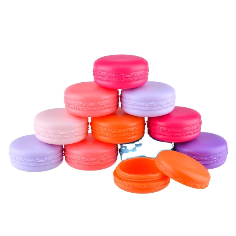 colorful empty 10g macaron shape cosmetic jar plastic macaron shaped lip balm jar