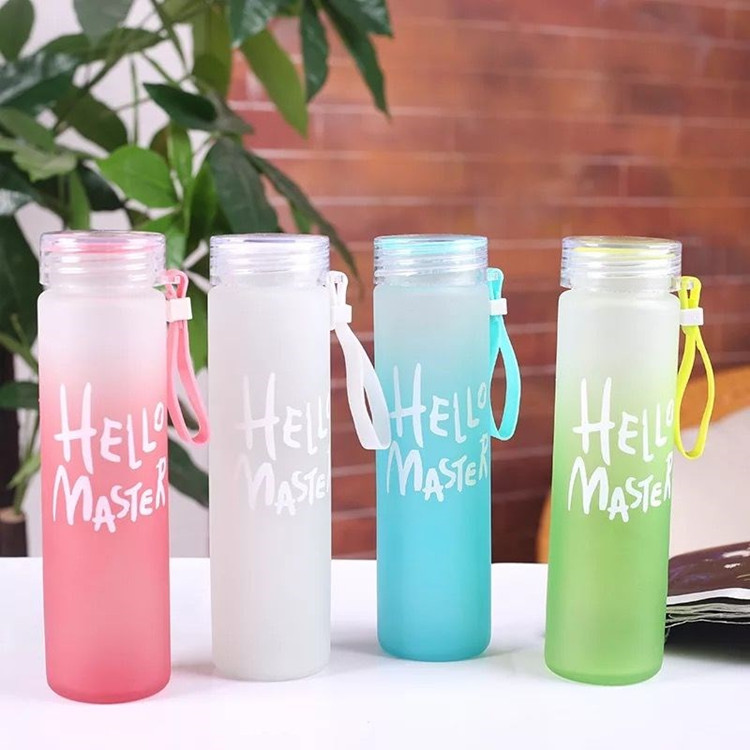 colorful frosted glass drinking bottle for water my bottle 400ml