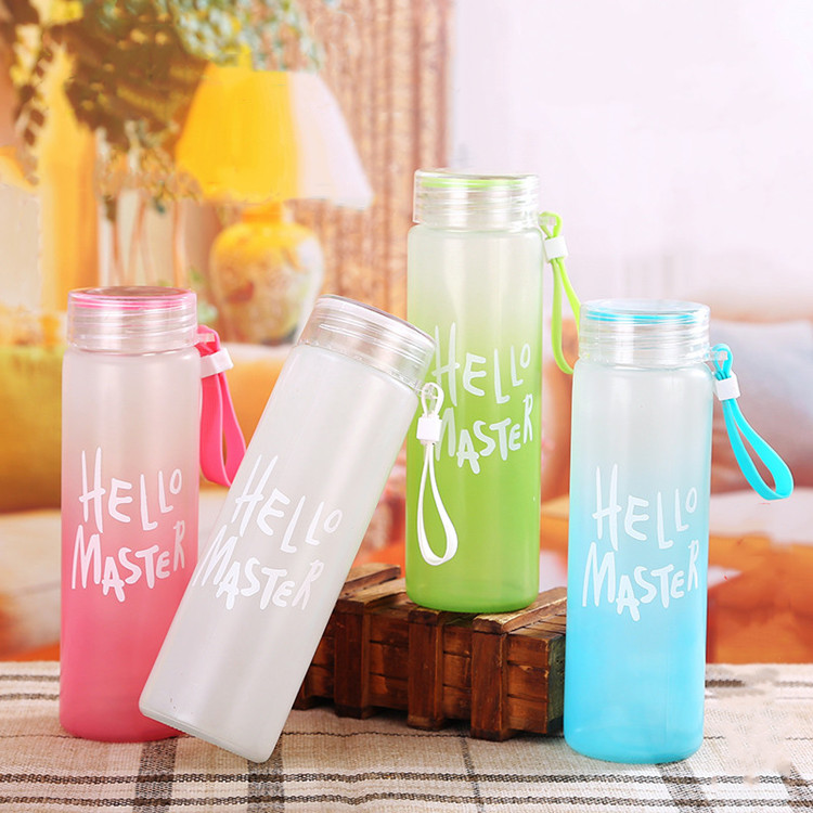colorful frosted glass drinking bottle for water my bottle 400ml