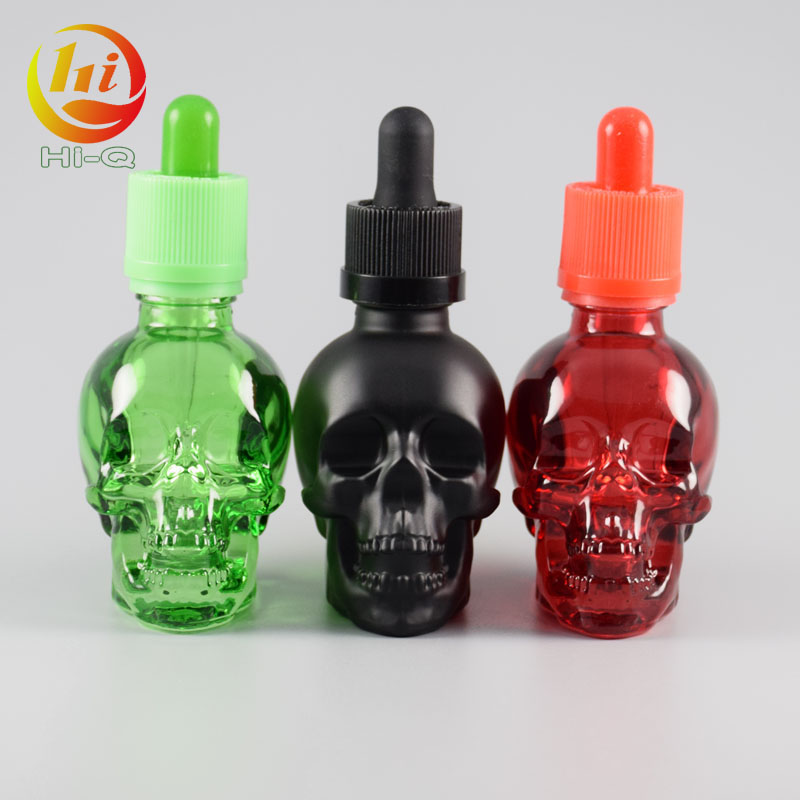 colorful glass vape bottle 30ml skull bottle for essential oil