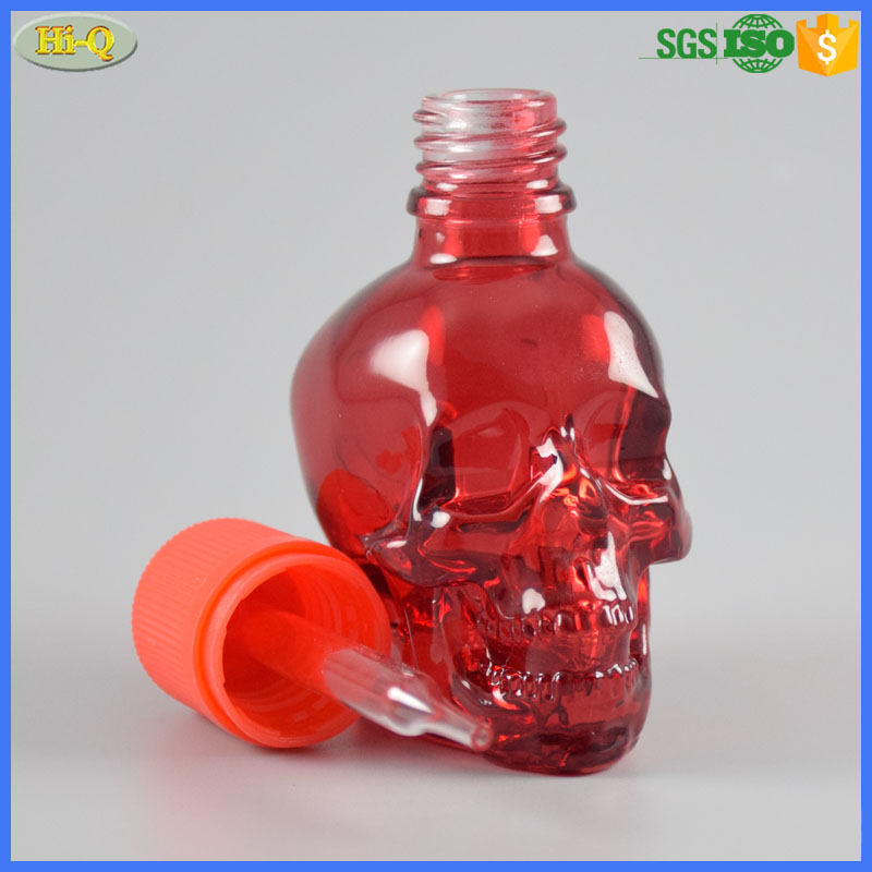 colorful glass vape bottle 30ml skull bottle for essential oil