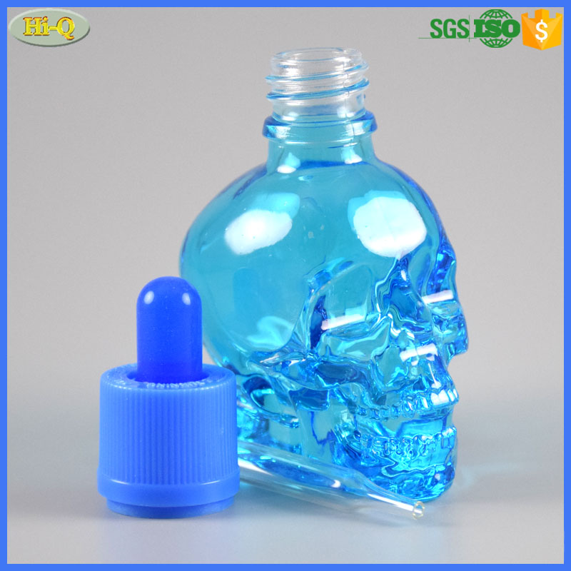 colorful glass vape bottle 30ml skull bottle for essential oil