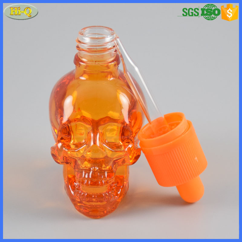 colorful glass vape bottle 30ml skull bottle for essential oil