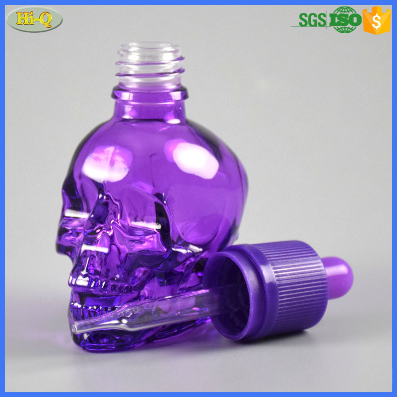 colorful glass vape bottle 30ml skull bottle for essential oil
