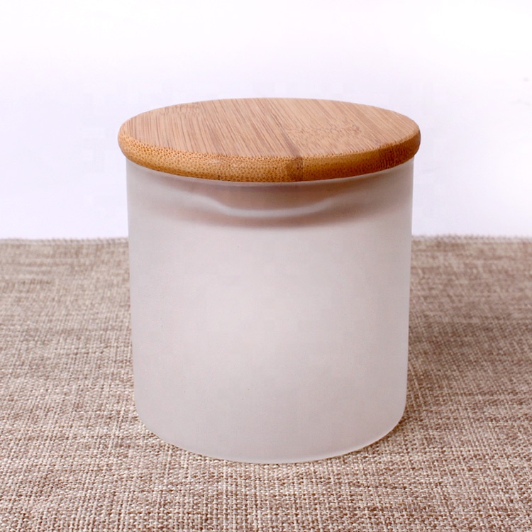 cooking use frosted borosilicate glass storage jar with bamboo lid