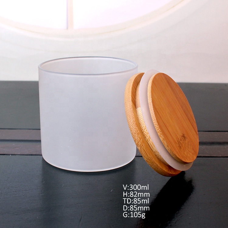cooking use frosted borosilicate glass storage jar with bamboo lid