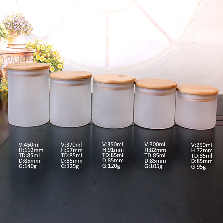 cooking use frosted borosilicate glass storage jar with bamboo lid