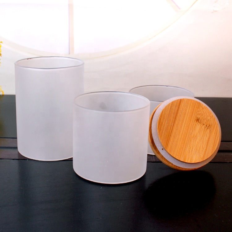cooking use frosted borosilicate glass storage jar with bamboo lid