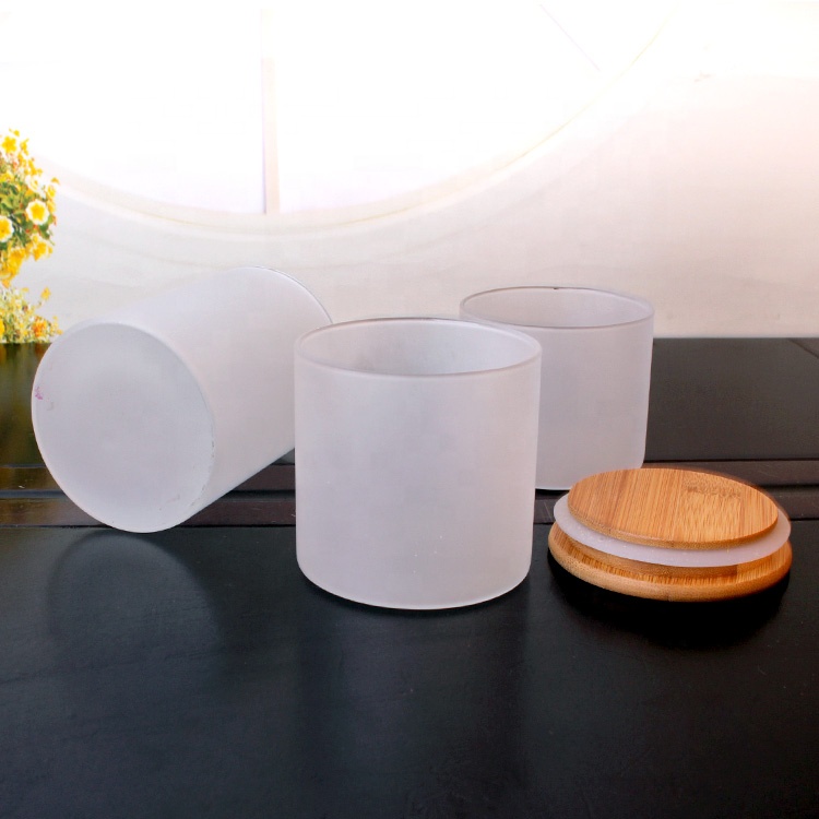 cooking use frosted borosilicate glass storage jar with bamboo lid