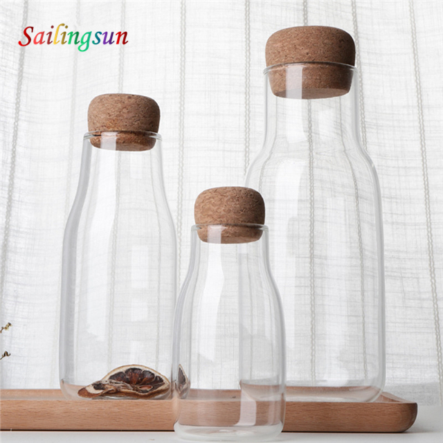 cork lid customization capacity handcraft high clear pyrex glass jar