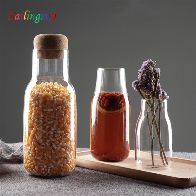 cork lid customization capacity handcraft high clear pyrex glass jar