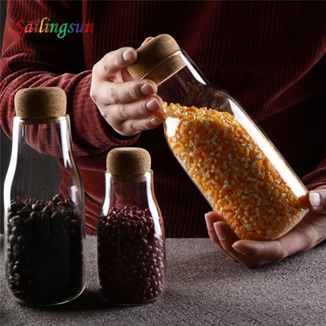cork lid customization capacity handcraft high clear pyrex glass jar