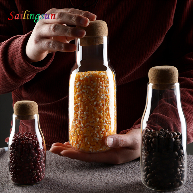 cork lid customization capacity handcraft high clear pyrex glass jar