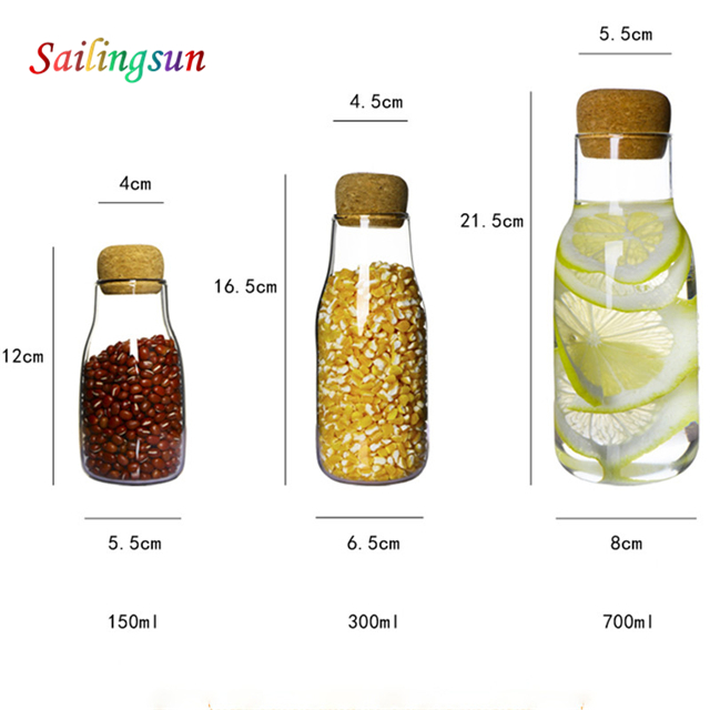 cork lid customization capacity handcraft high clear pyrex glass jar