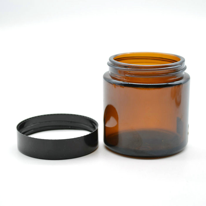 cosmetic 100g amber glass jar with aluminum screw cap 50g cream jar