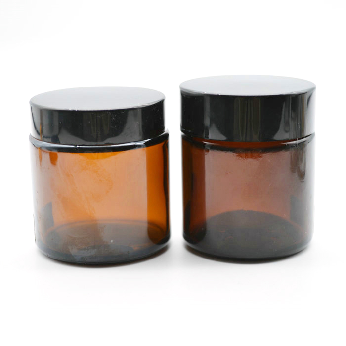cosmetic 100g amber glass jar with aluminum screw cap 50g cream jar