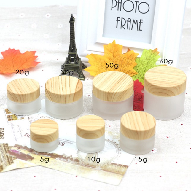 cosmetic 10g 15g 20g 30g 60g glass jar with bamboo lid for face body cream