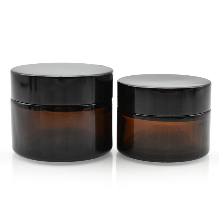 cosmetic 10g 20g 30g 50g 100g amber glass jar with aluminum screw cap 50g cream jar