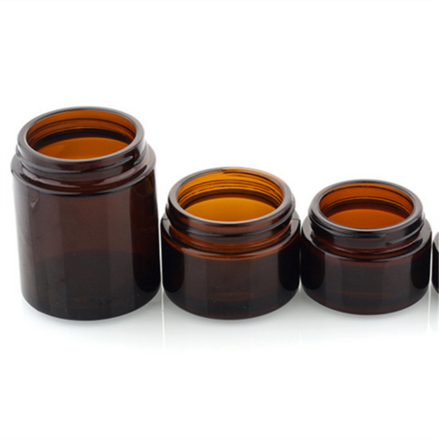 cosmetic 10g 20g 30g 50g 100g amber glass jar with aluminum screw cap 50g cream jar