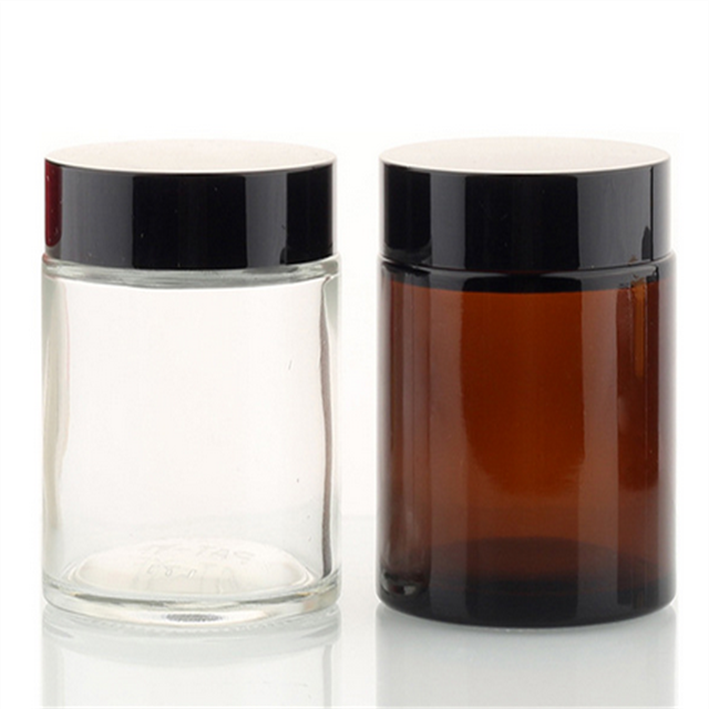 cosmetic 10g 20g 30g 50g 100g amber glass jar with aluminum screw cap 50g cream jar