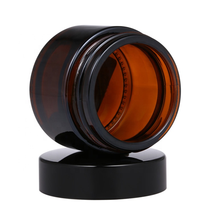 cosmetic 10g 20g 30g 50g 100g amber glass jar with aluminum screw cap 50g cream jar