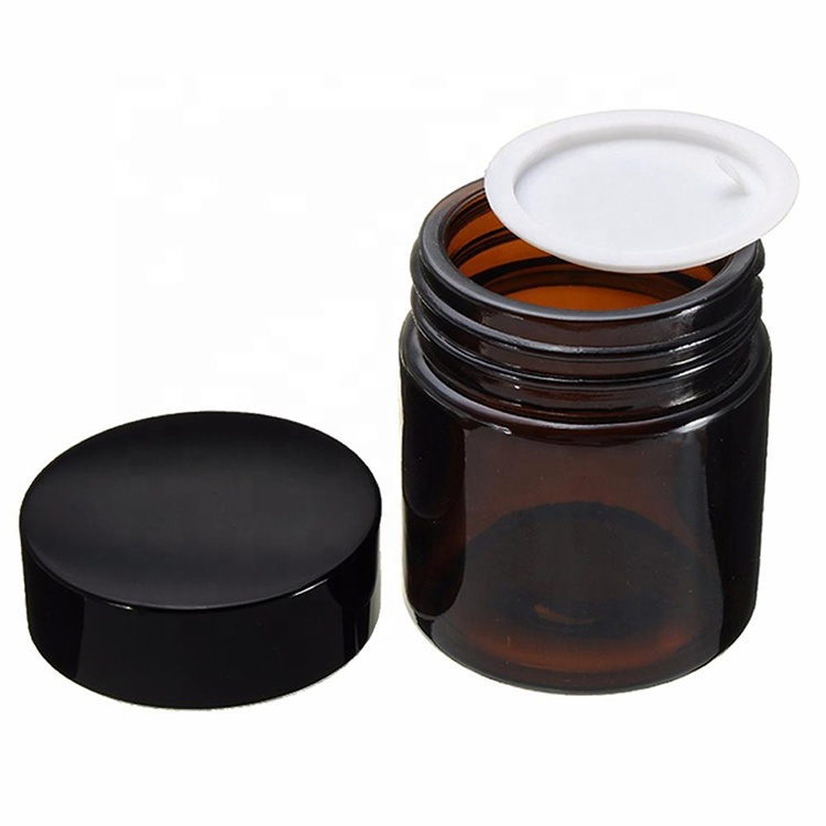 cosmetic 10g 20g 30g 50g 100g amber glass jar with aluminum screw cap 50g cream jar
