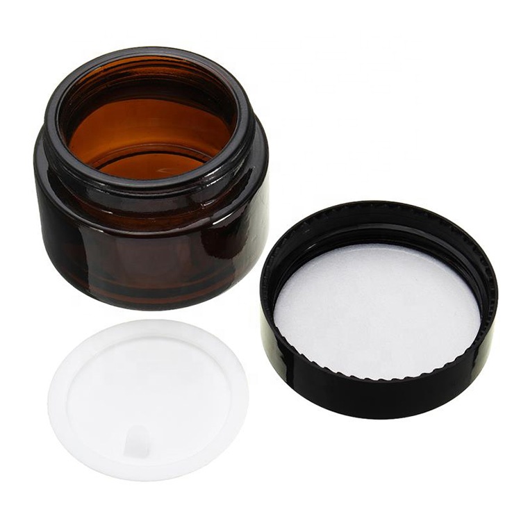 cosmetic 10g 20g 30g 50g 100g amber glass jar with aluminum screw cap 50g cream jar