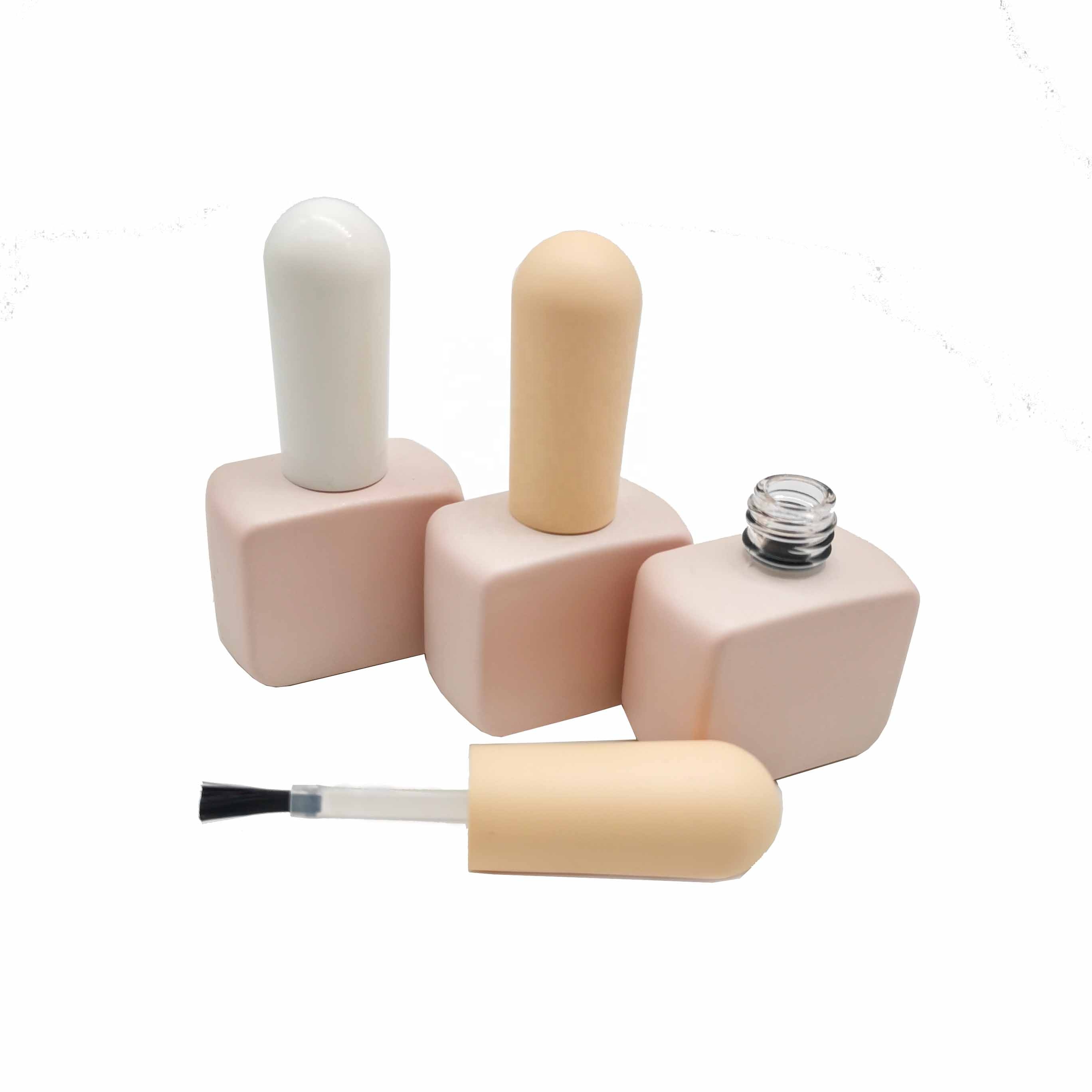 cosmetic 11ml Square Nail Polish Bottle Pink Glass Empty Square Nail Polish Bottle