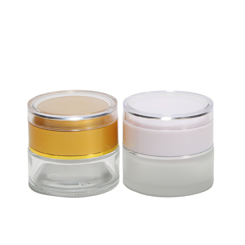 cosmetic 20g 30g 50g clear glass jar with aluminum screw cap 50g cream jar