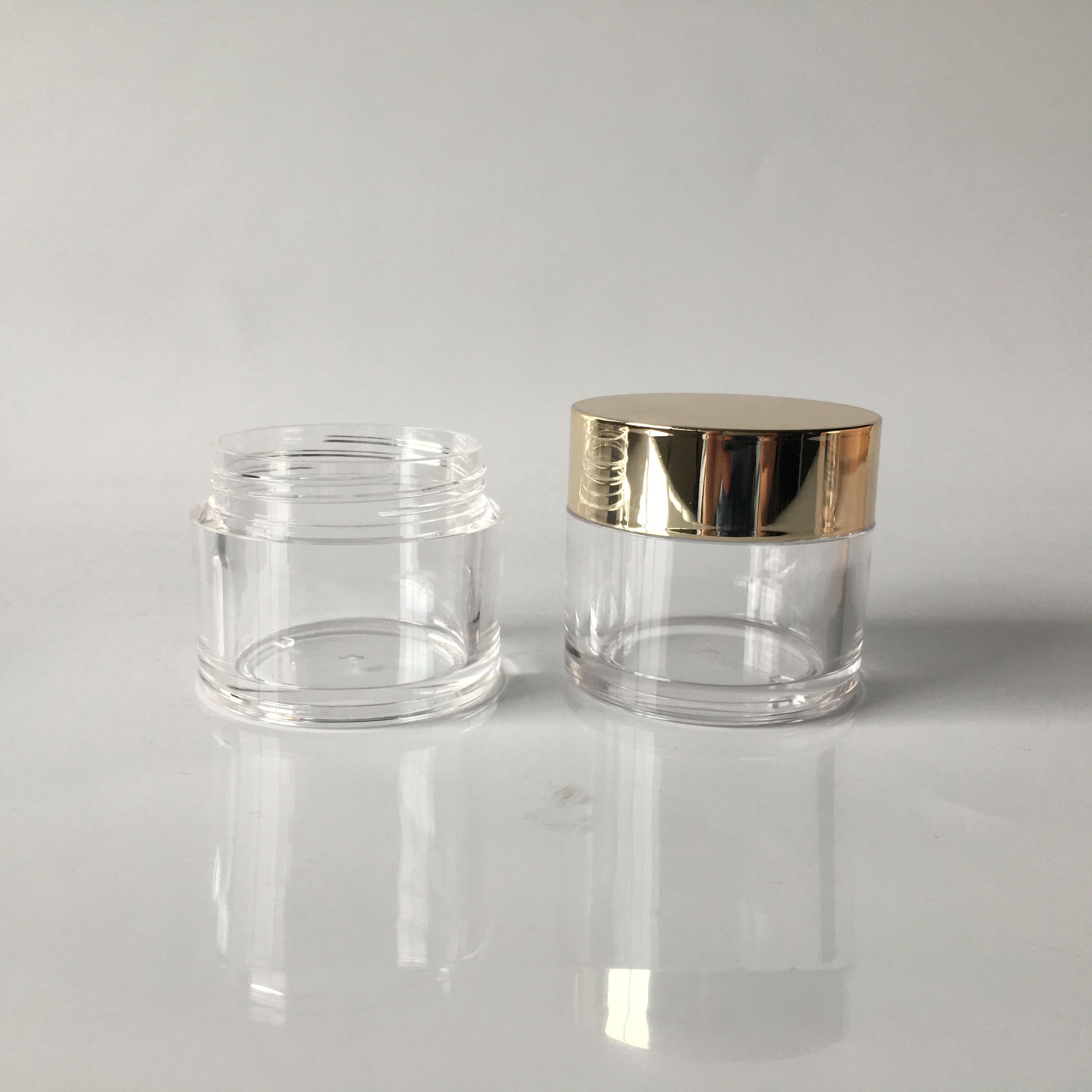 cosmetic 2oz acrylic Dipping Glitter powder nail container jar gold cap jar capsules jar