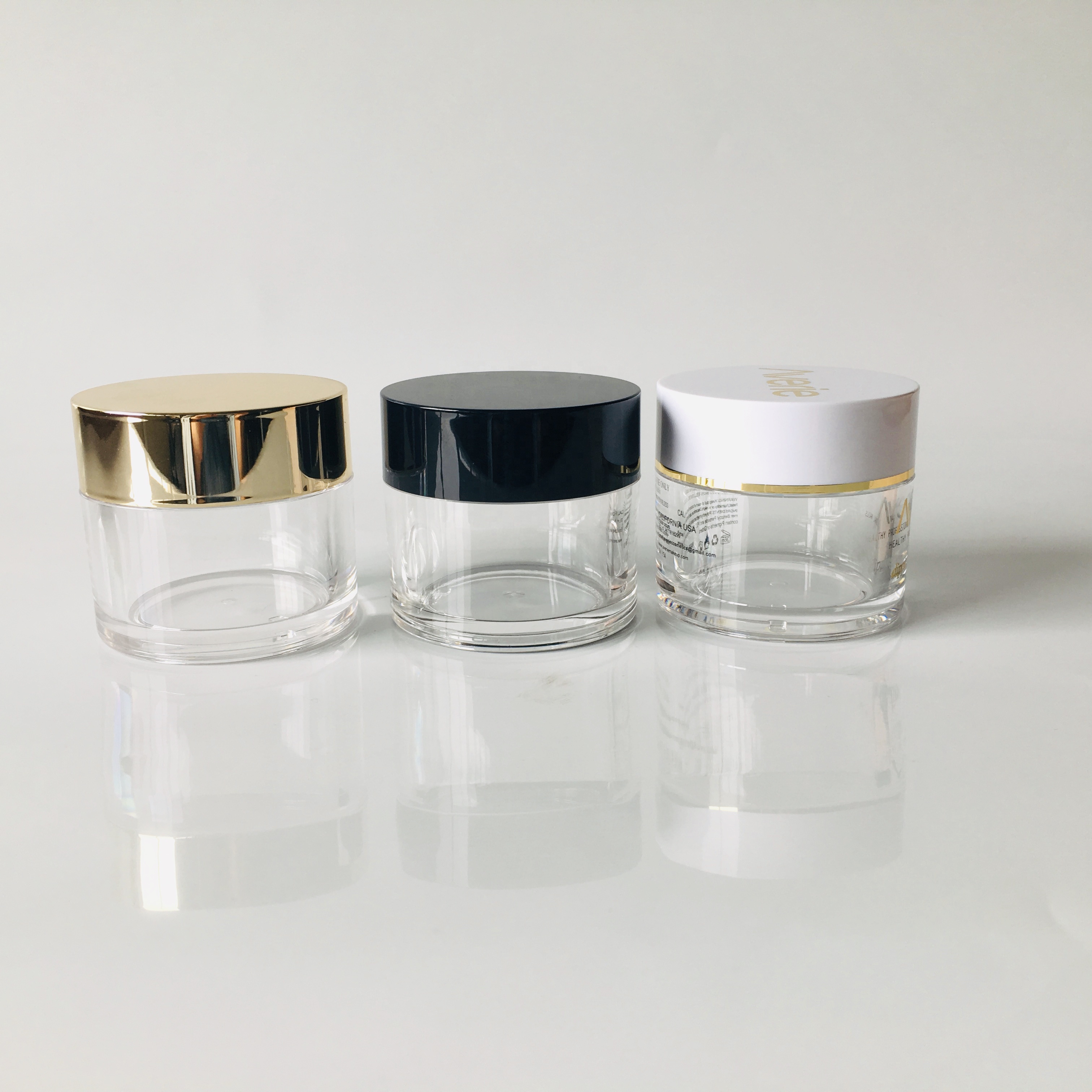 cosmetic 2oz acrylic Dipping Glitter powder nail container jar gold cap jar capsules jar