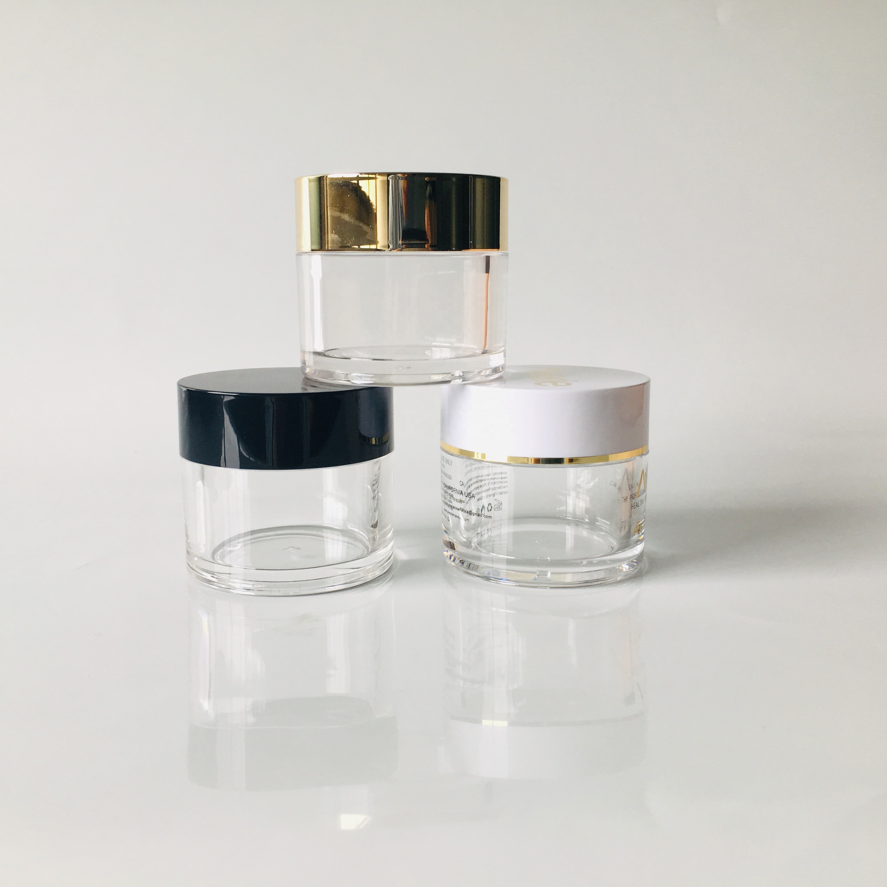 cosmetic 2oz acrylic Dipping Glitter powder nail container jar gold cap jar capsules jar