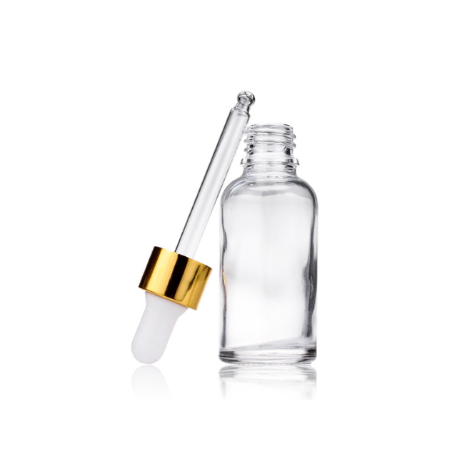 cosmetic 30ml 50ml clear frosted amber flat shoulder essential oil glass bottle with dropper
