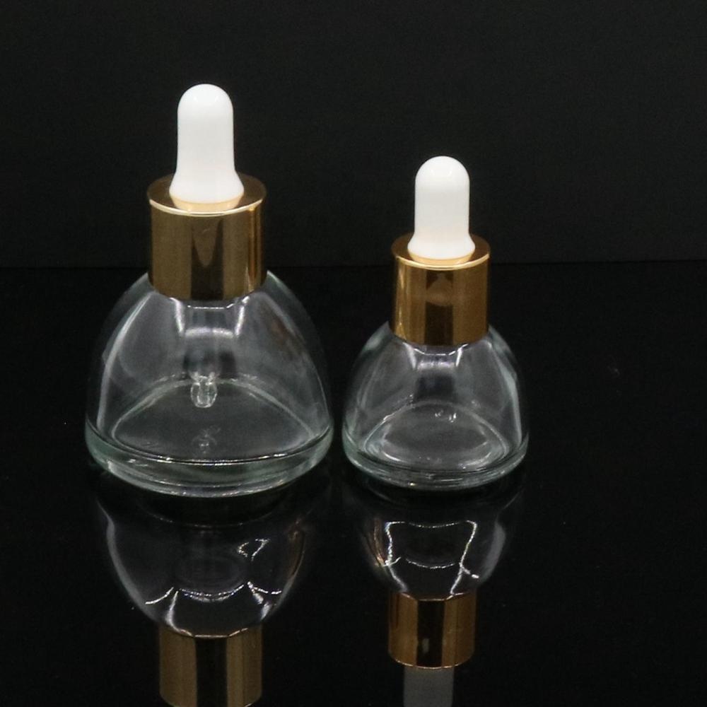 cosmetic 30ml cylinder clear thick bottom essential oil dropper glass bottle foundation lotion pump dropper glass bottle