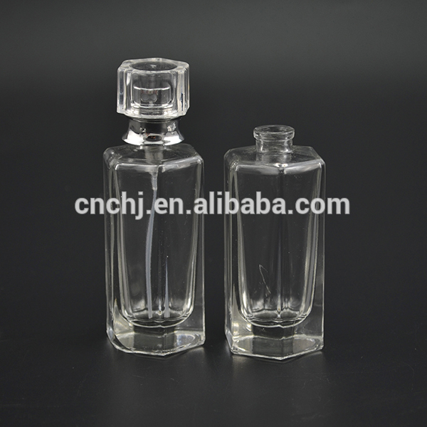 cosmetic 30ml square clear perfume glass bottle with spray cap