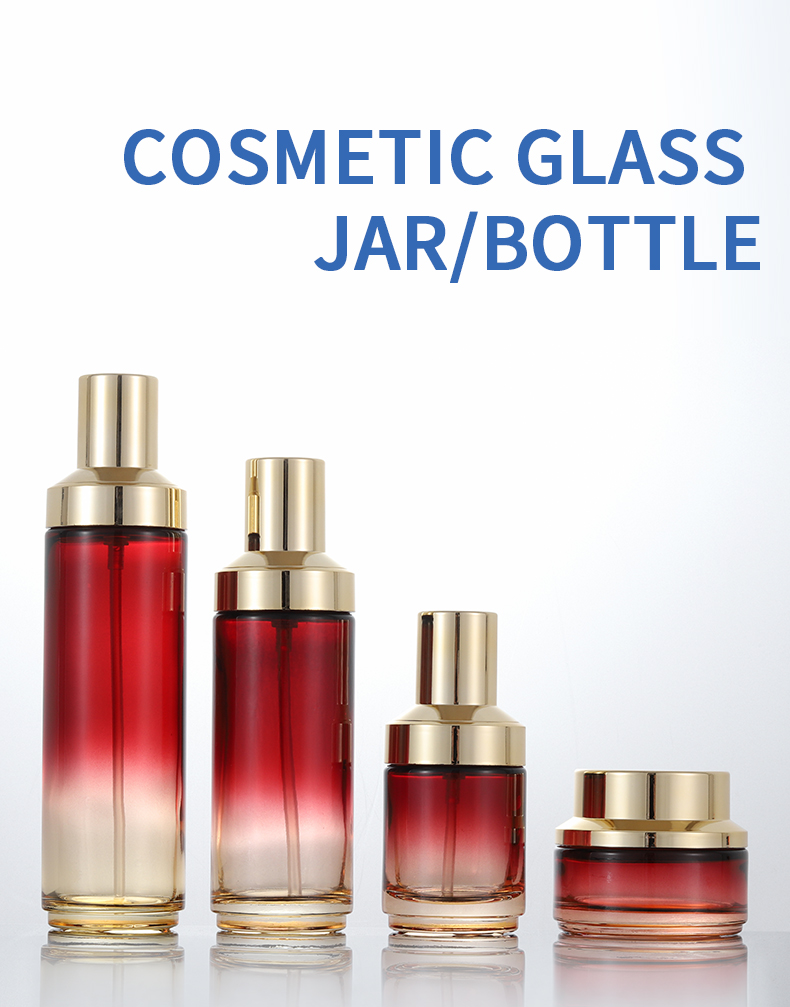 cosmetic 50g glass cream jar gradual change red color with face cream jar glass