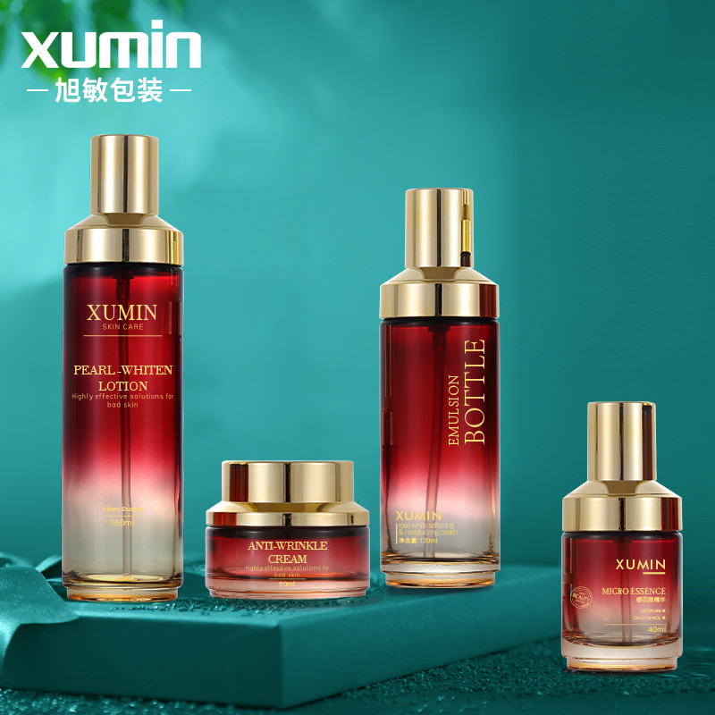 cosmetic 50g glass cream jar gradual change red color with face cream jar glass