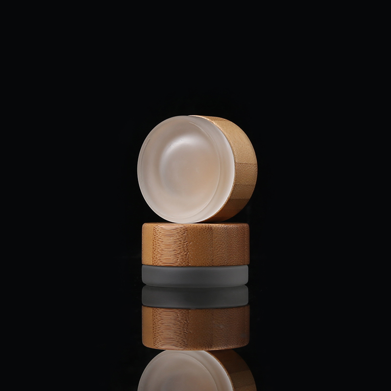 cosmetic 5g 10g bamboo lip balm jar frosted glass jar with bamboo lid