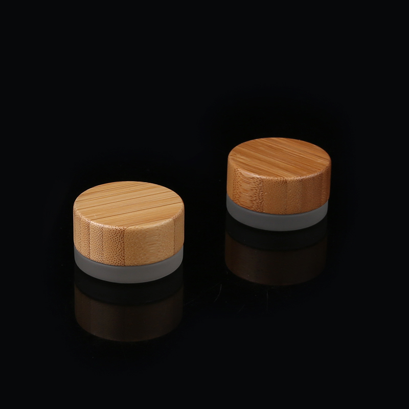 cosmetic 5g 10g bamboo lip balm jar frosted glass jar with bamboo lid