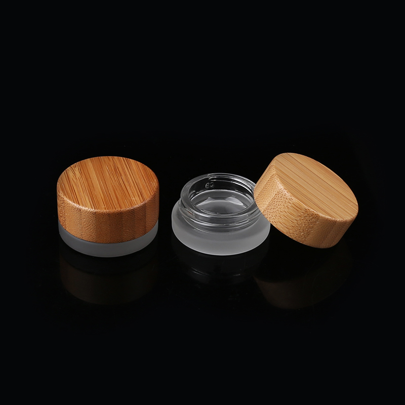 cosmetic 5g 10g bamboo lip balm jar frosted glass jar with bamboo lid